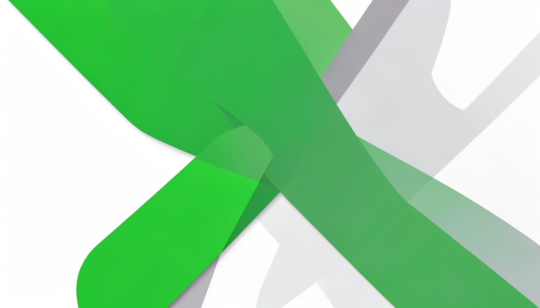 Abstract overlapping green and grey geometric shapes on a light background, suggesting organized digital work